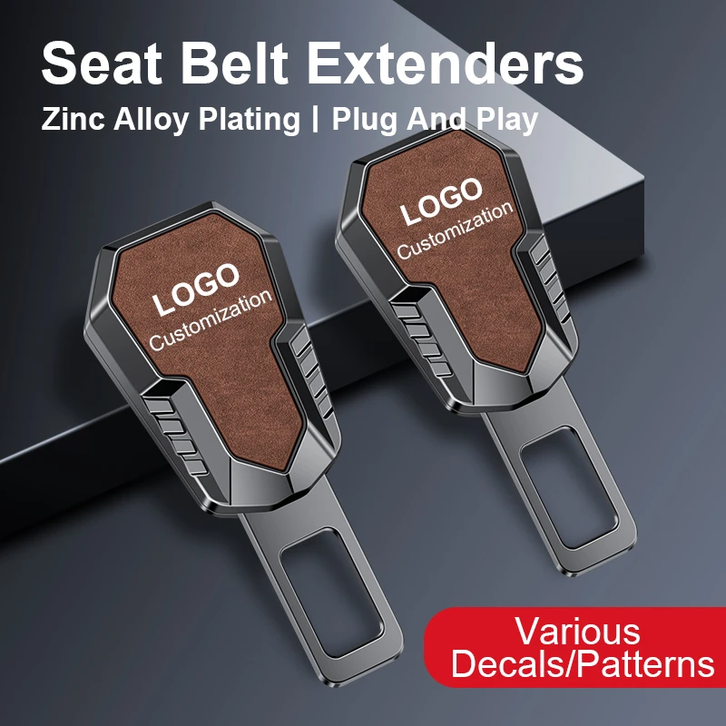 Custom Logo Seat Belt Extension Car Universal Standard Size Metal Holder Safety Seat Belt Buckle