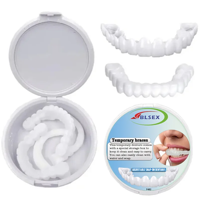 Upper and lower teeth imitation genuine and fake dental braces, silicone non porous dental braces, and fake tooth decorations