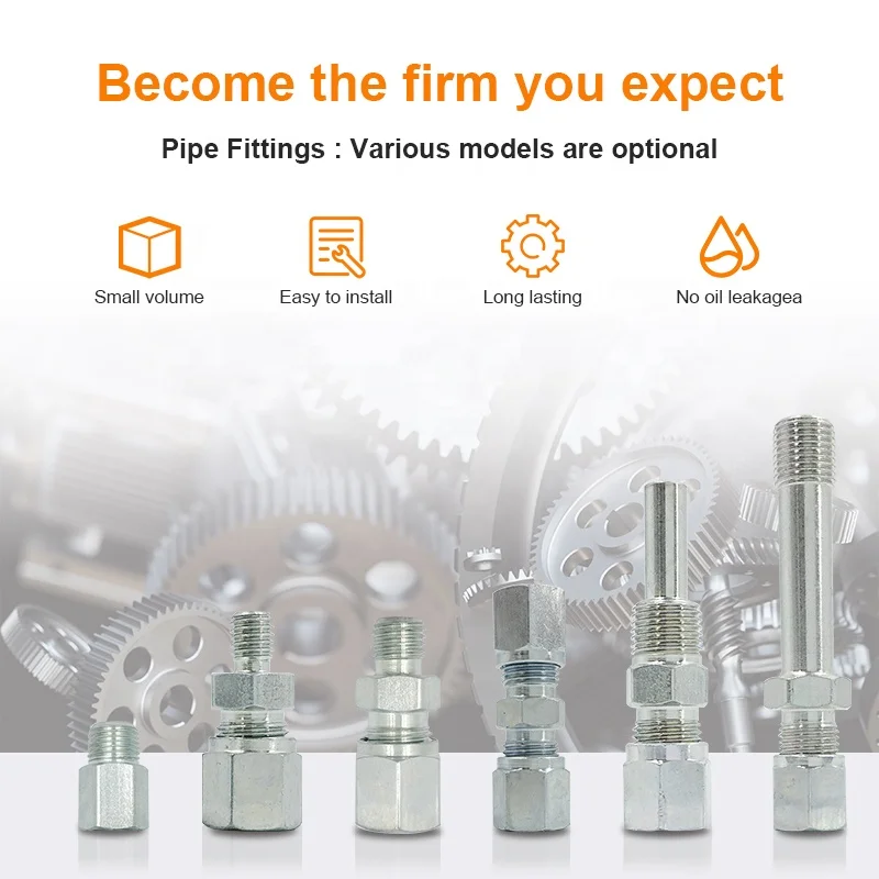 JIANHE  union tee 90 straight 6mm M10*1 R1/8  NPT1/8 NPT1/4  Centralized lubricating joint Bite type fittings