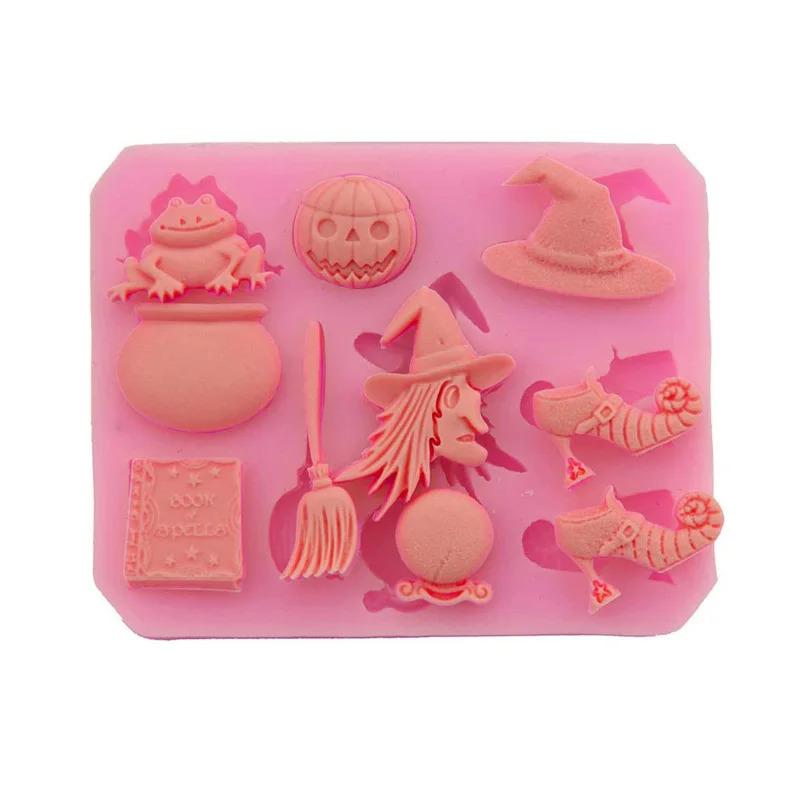 Halloween Fondant Mould Silicone Pumpkin/Witch/Frog Mold Cake/Cookie Decoration for Caketopper Cupcake Chocolate Candy Molds
