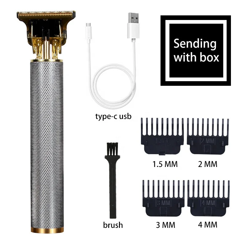 Home Use Beauty Salon Use Hair Trimmer Professional Type C Rechargeable Trimmers 4 Limit Brush Metal Stainless Steel Barber Clip