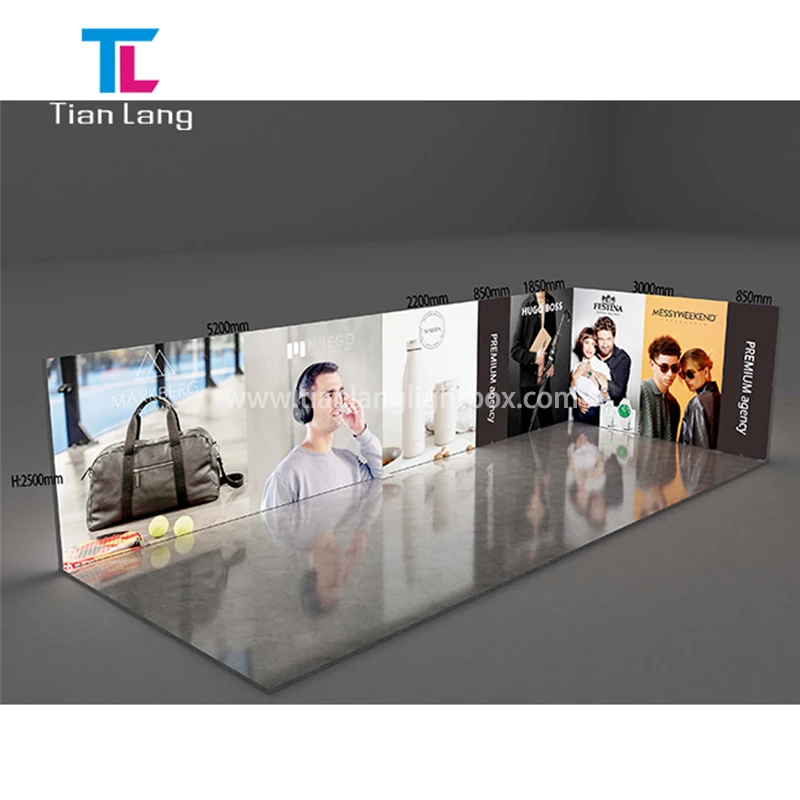 Gorgeous Portable Trade Show Display Booth Designs For Clothing Shop Exhibition Booth Display Light Box