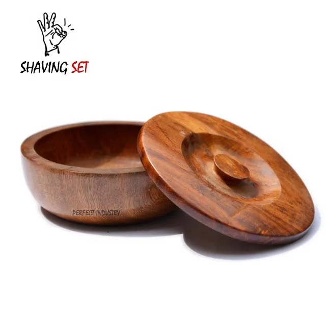 Rosewood Synthetic hair shaving brush Straight Razor and wooden shaving bowl set with custom log and packing