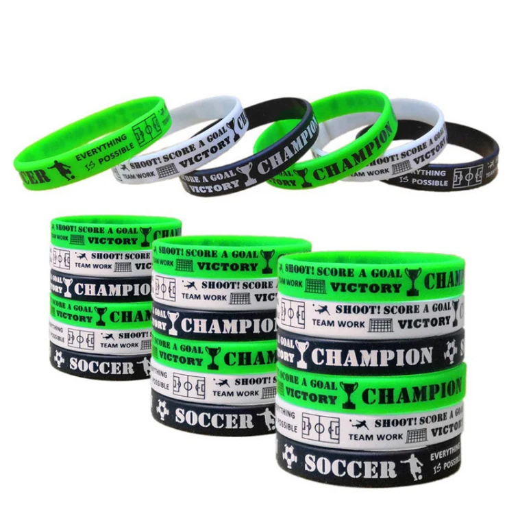 Лучшие браслеты от производителя на заказ зеленые серые черные силиконовые для футбола пара модных женских браслетов девочек в Корейском