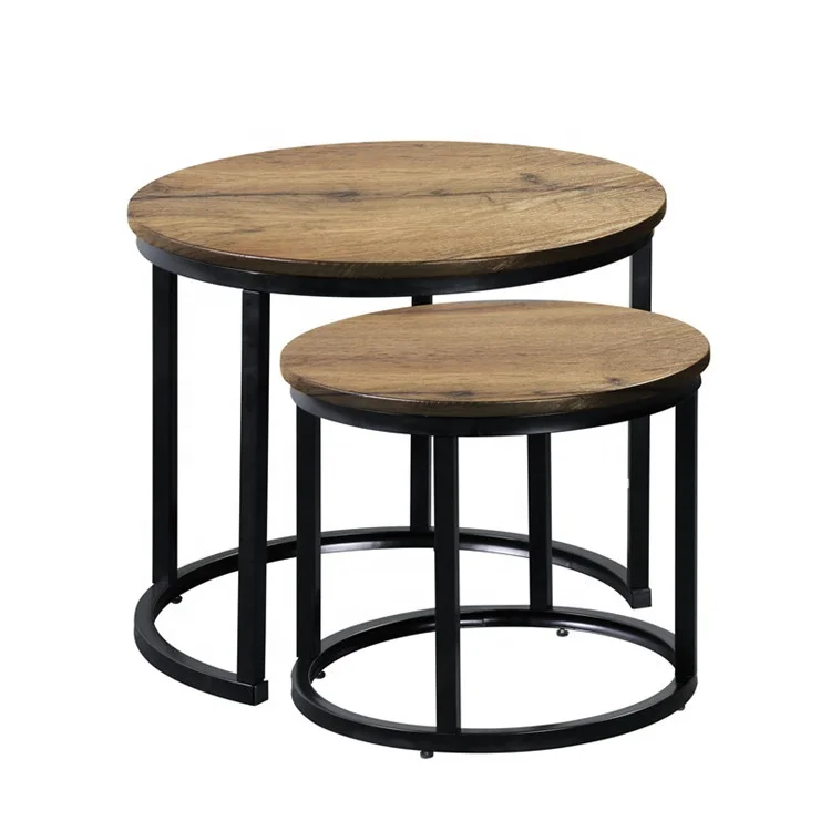 Набор из 2 современных небольших круглых журнальных столиков для гостиной