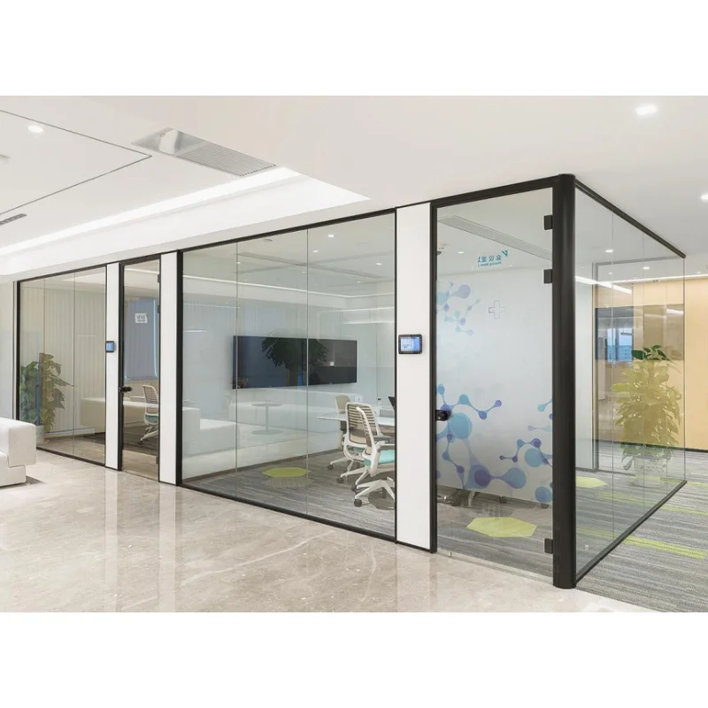 Premium Quality 110mm Aluminum Frame Double-Layer Glass Conference Office Detachable Partition Wall