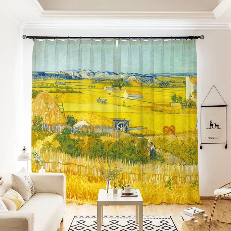 Korean Style Small Broken Flower Curtain, Pastoral Printing Shade Living Dining Room Bedroom Curtains/