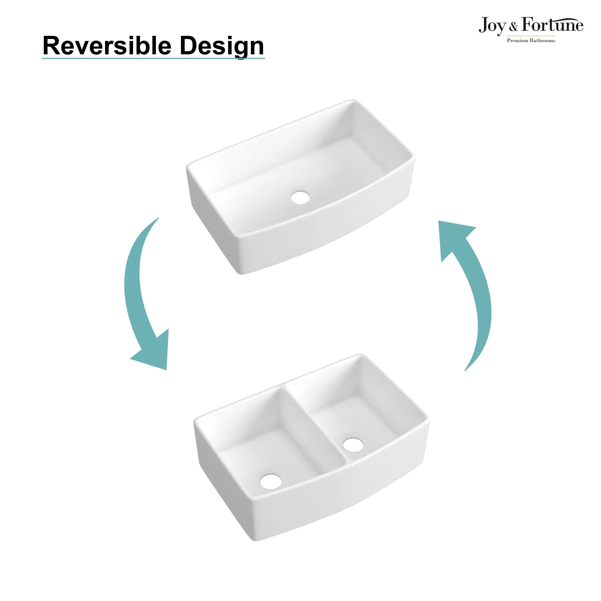 Joynfortune 2023 chaozhou factory modern design fireclay wholesale white ceramic apron front double bowl farmhouse kitchen sink