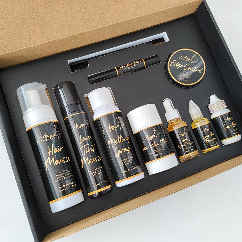 Hold Lace Melting Spray Lace Tint Mousse Wax Stick Wig Knot Healer with Brush Edge Control Hair Growth Oil Lace Glue for Wigs