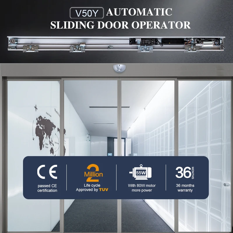 Doortec V50Y Коммерческие Стеклянные автоматические раздвижные двери поставщики блоков управления электрические