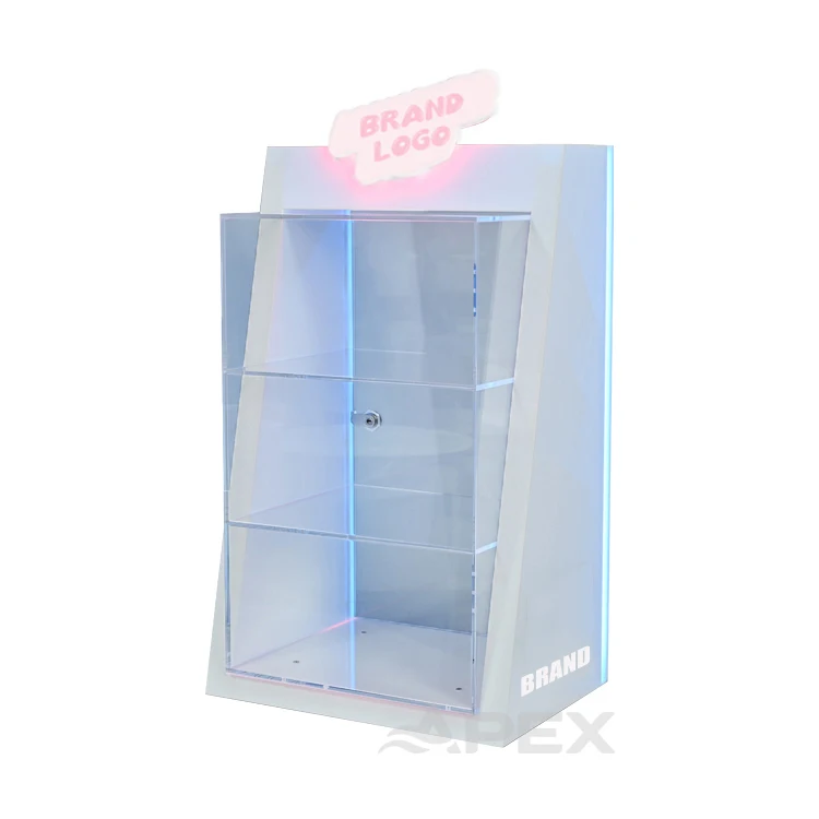 APEX Eye Catching Rgb Led Acrylic Display Rack Acrylic Display Stand For Smoke Shop