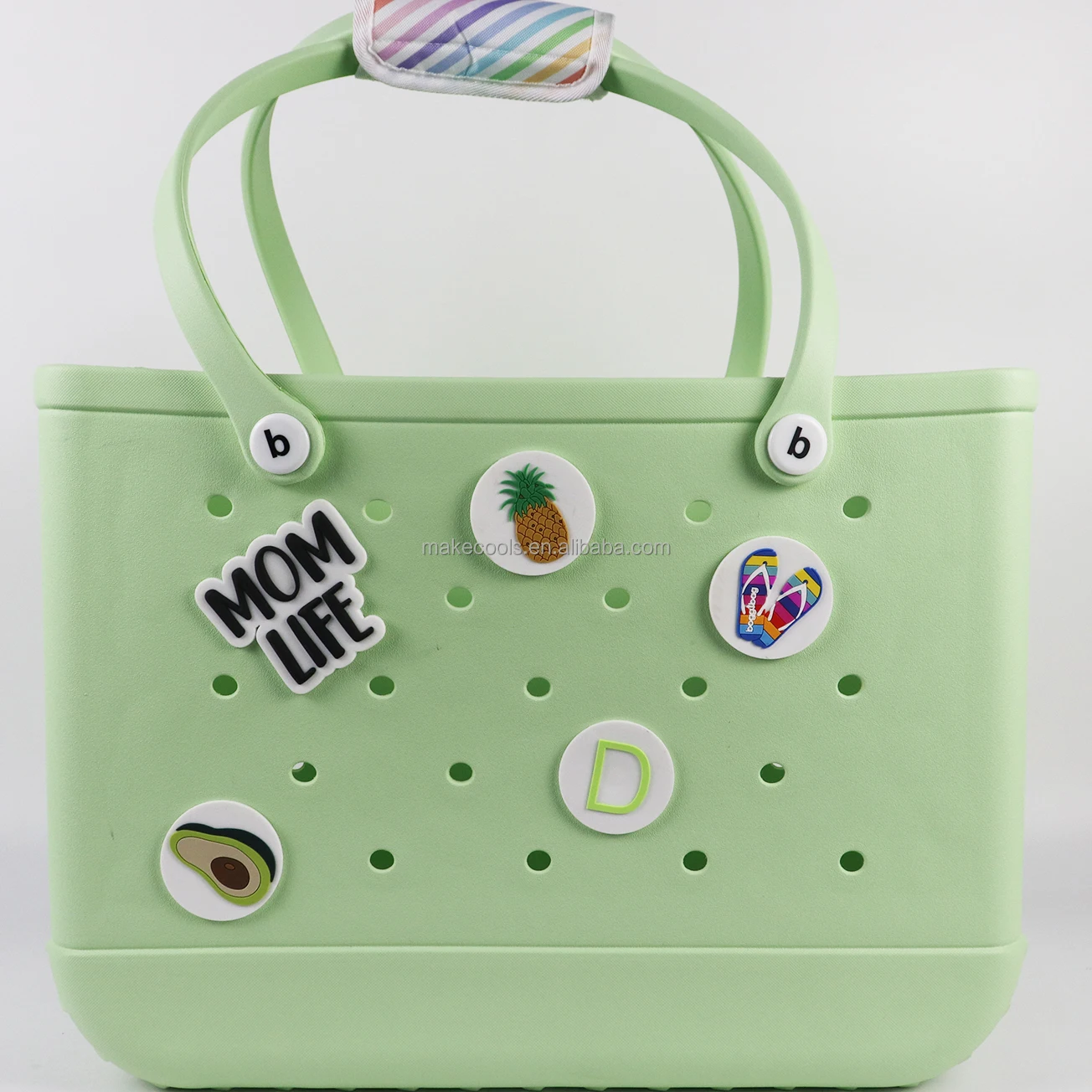 New arrival cute Beach silicone tote bag with holes Accessories large size number letter DIY Decoration