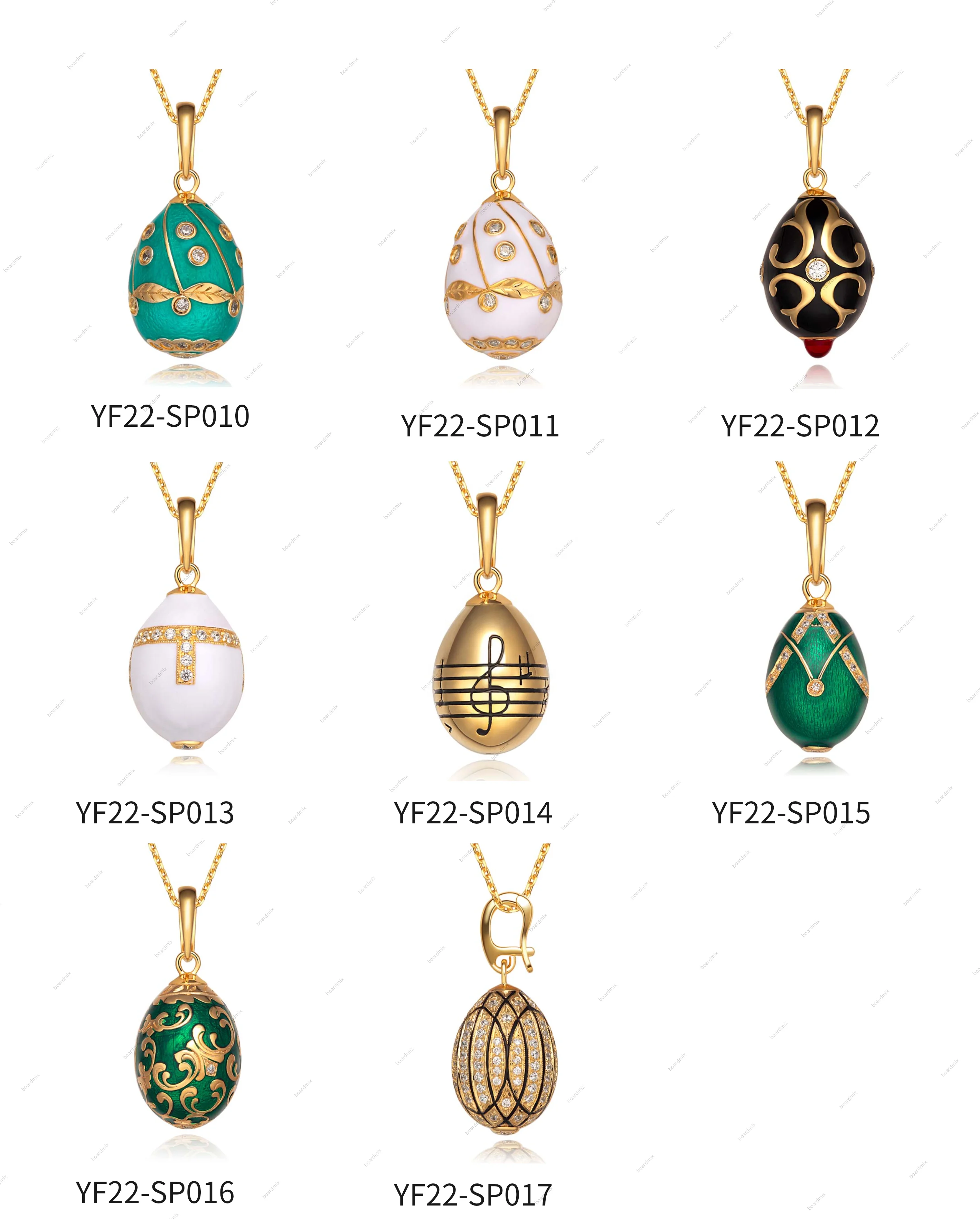 Golden musical characters  enamel easter egg  pendant  Rhinestone faberge style eggs pendant Sterling silver pendant