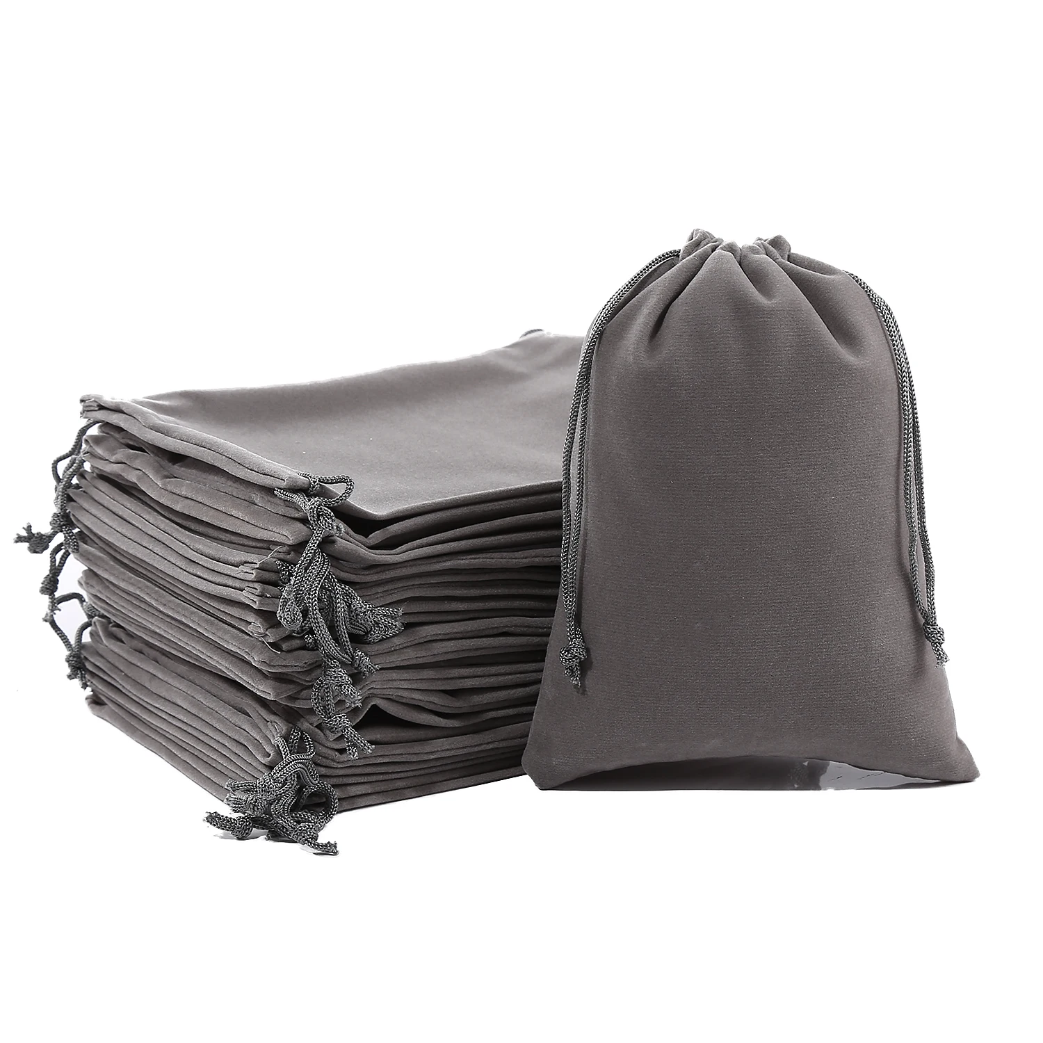 Wholesale Customized High End Gift Jewelry Pouch Bags Drawstring Velvet Pink Jewelry Bag