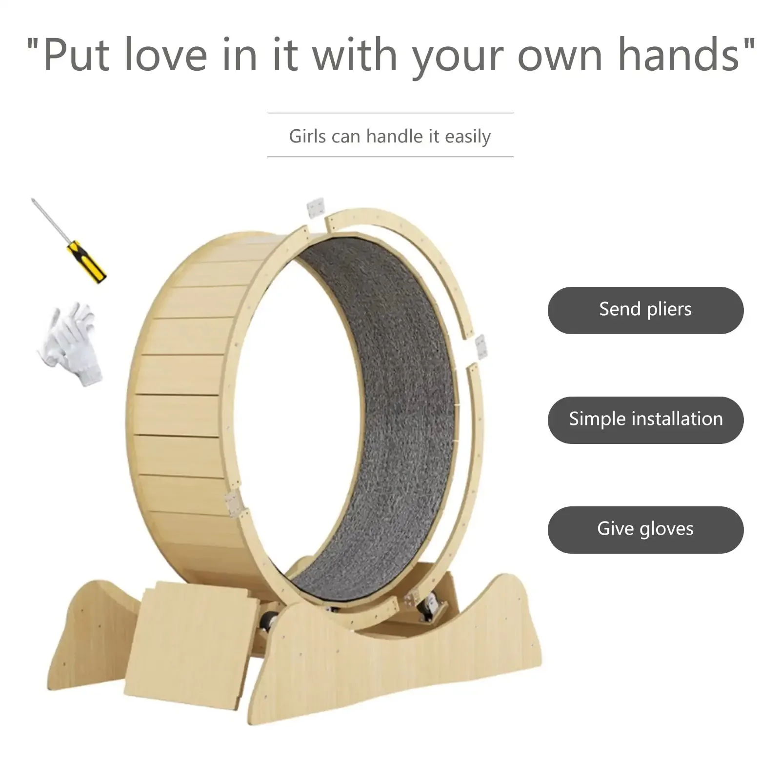 Interactive Anti-depression Fiber Board Wooden Cat Exercise Running Wheels Fun Treadmill Pet Toys Cat Wheel