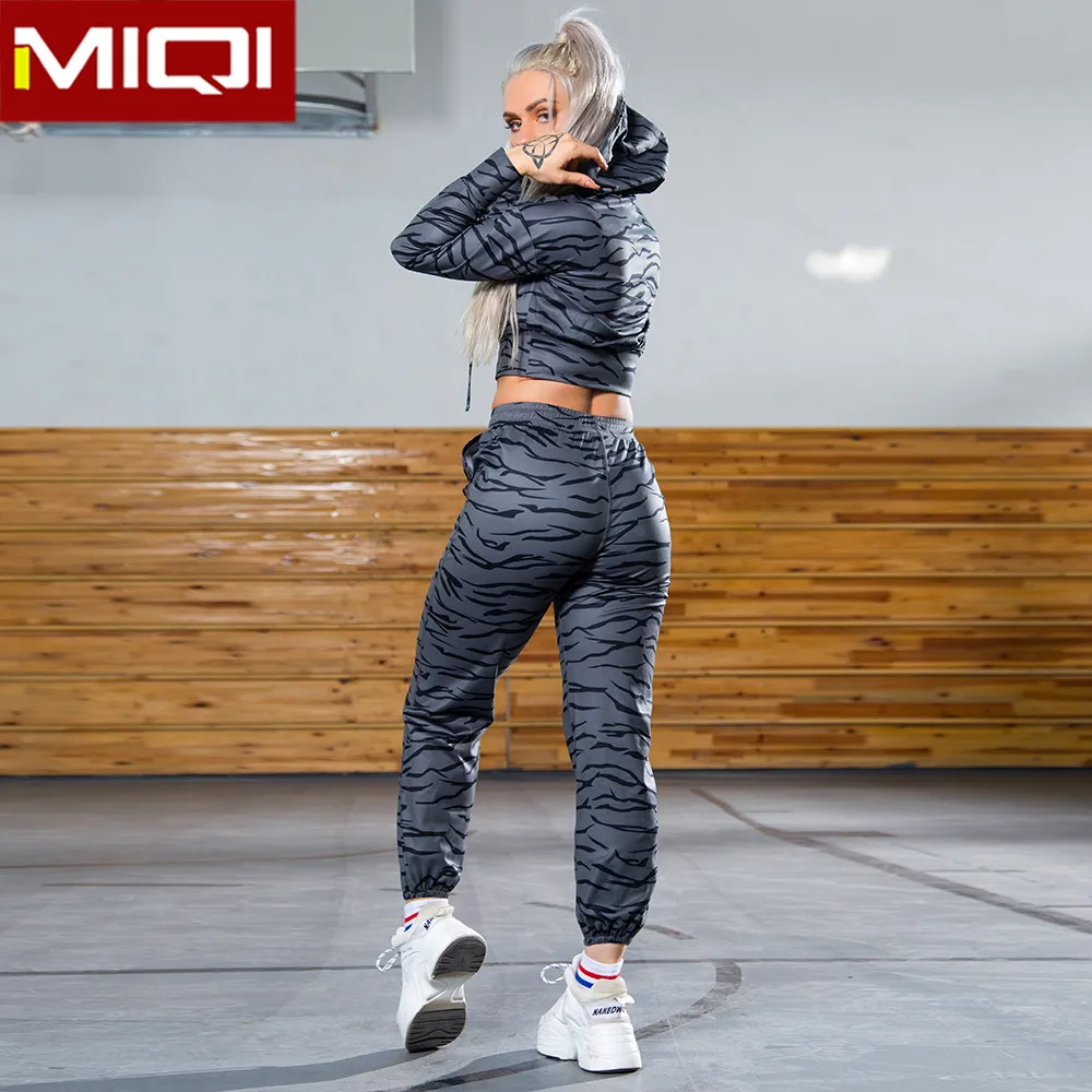 2020 New Design Wholesale fitness apparel sexy zebra print yoga sets with zebra joggers and zebra hoodie