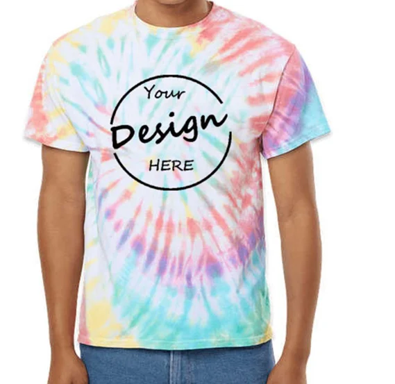 Wholesale Cheap Price Tie Dye  Printing 100% polyester Round neck  T-shirts Graphic  Colorful Hippie Costume Hip for Unisex
