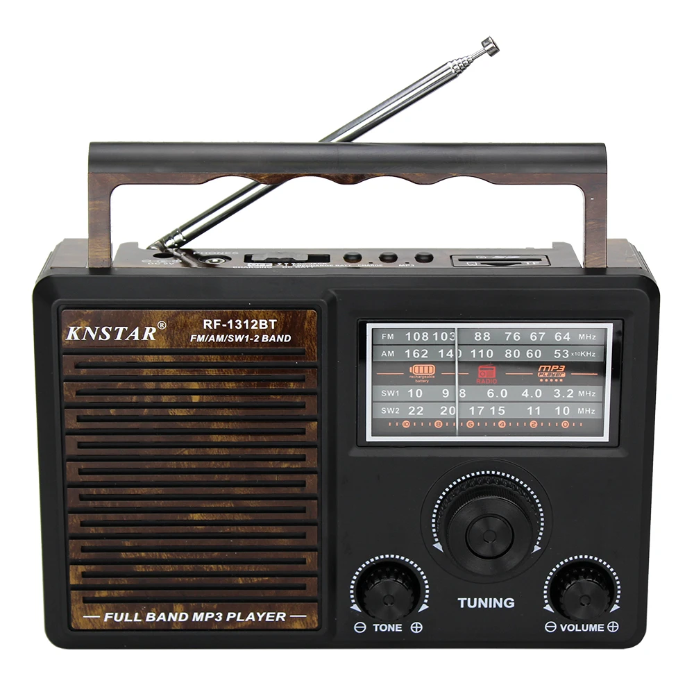 2022 новые knstar портативный am fm ЕО 4 диапазонное радио AC DC перезаряжаемый полный диапазон в винтажном стиле RF-1312BT
