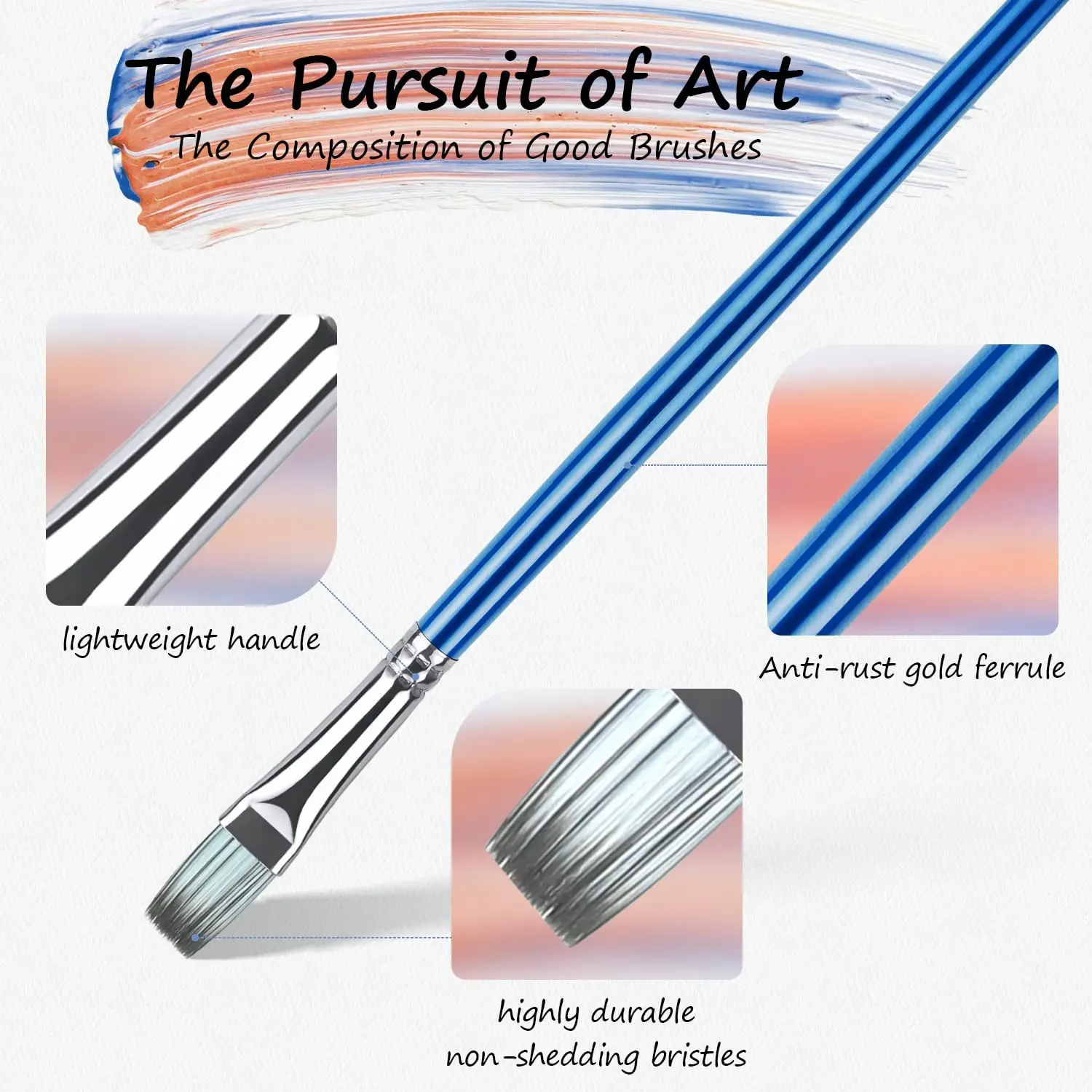 Professional 15 Different Sizes Acrylic Oil Painting brushes Nylon Hair Drawing Artist Paint Brushes for Beginners