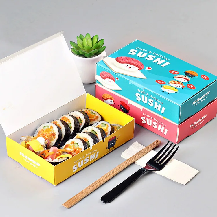 Disposable custom printed food grade  paper sushi dessert box