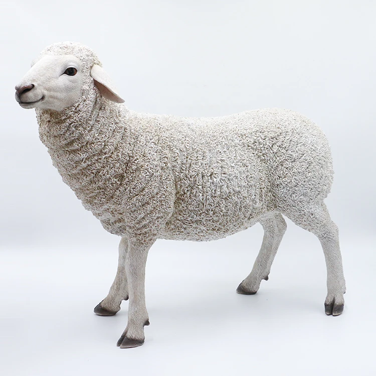 Custom size fiberglass farm animals sheep resin life size, realistic garden fiberglass animal statue life size sheep$