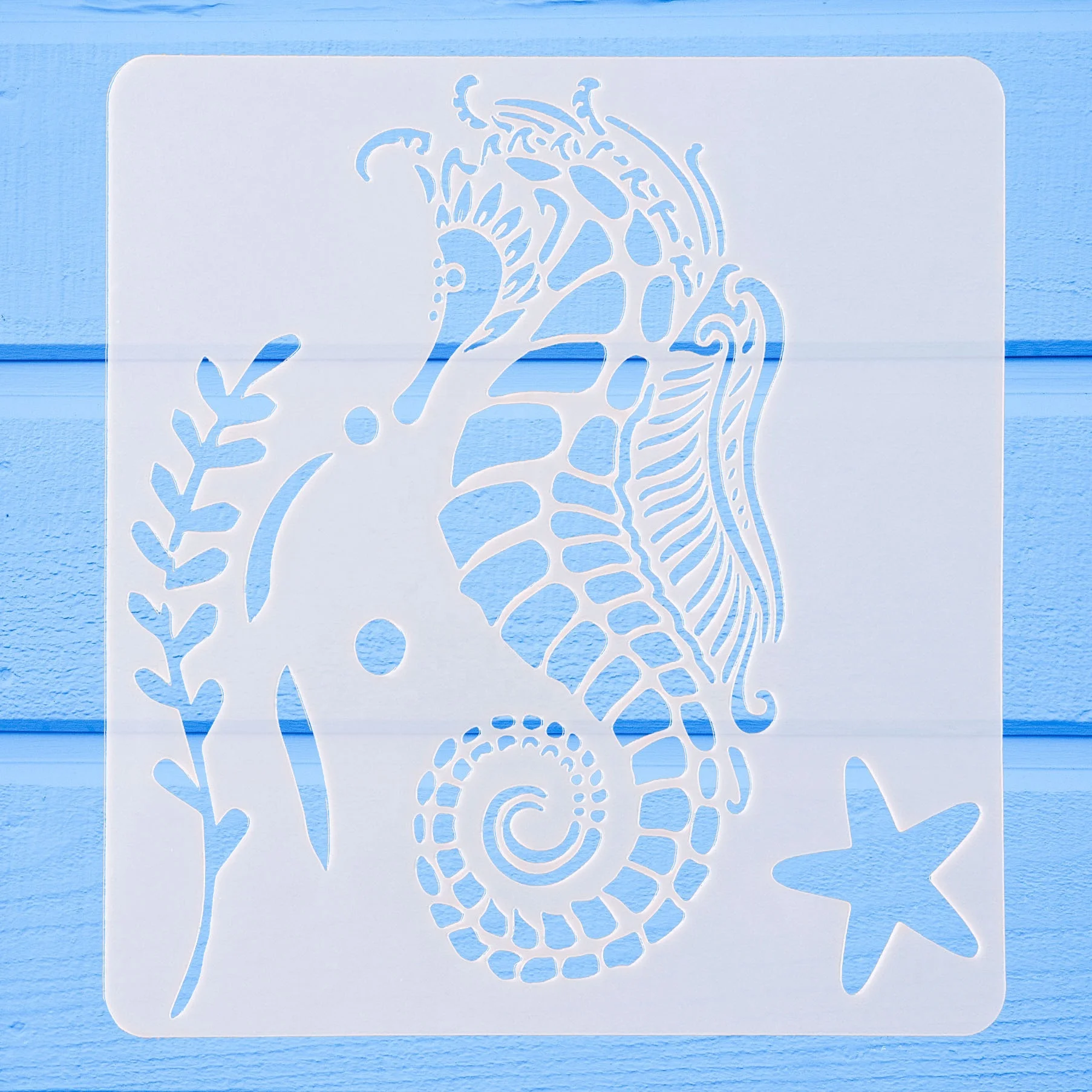 Sea Animal print custom paint stencils in scrapbook conch,sea turtle,dolphin drawing template