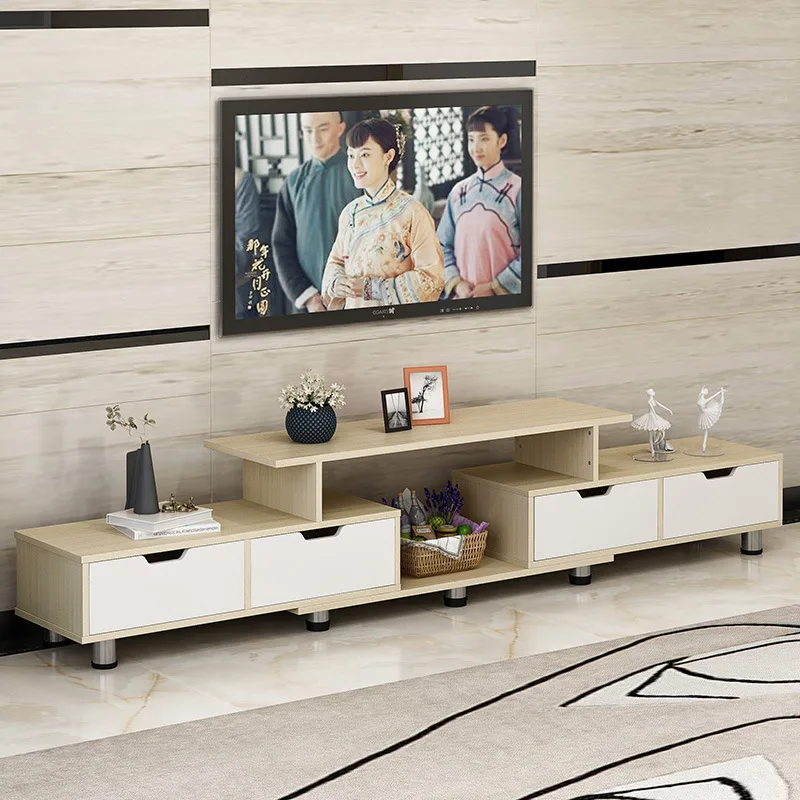 Simple modern retractable solid wood bedroom Nordic TV cabinet coffee table