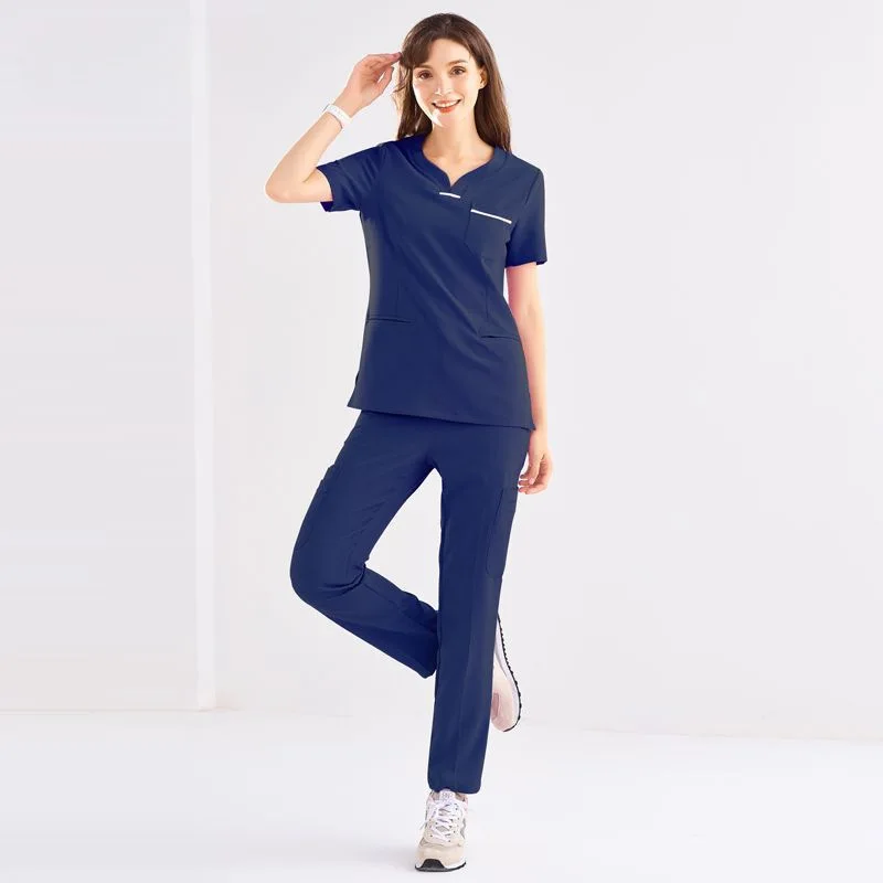 Plus Size 6 Pocket Functional Women Quick Dry Anti-pilling Nursing Medical Outfits Doctor Salon Lab Custom Logo Scrub Uniforms