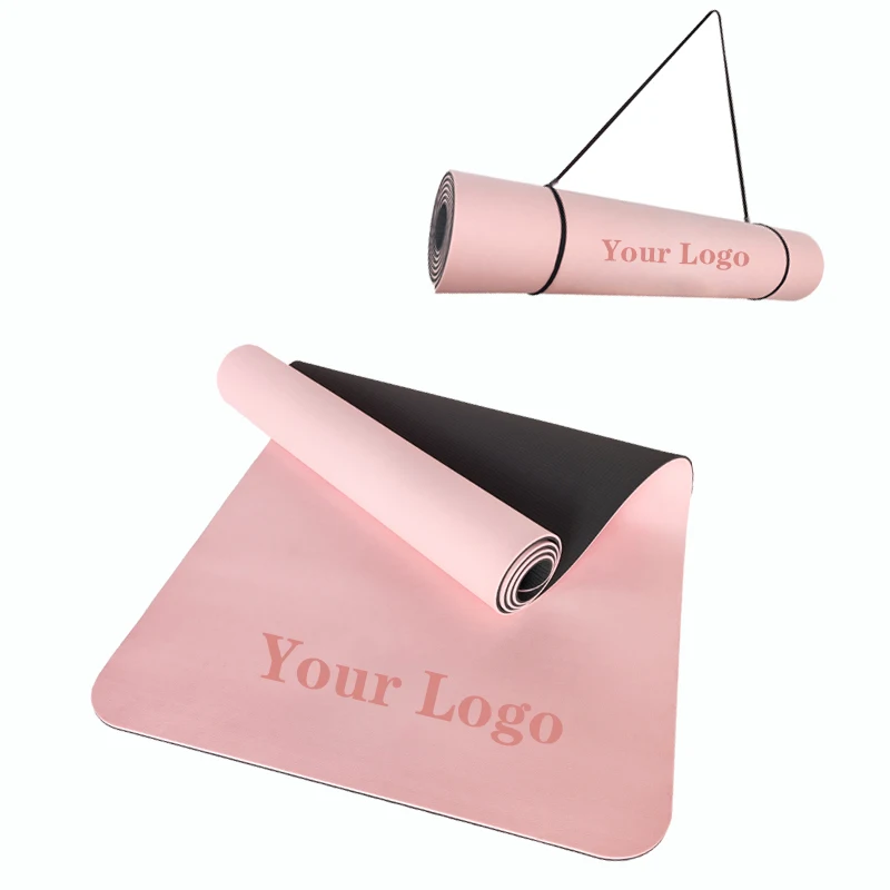 wholesale custom TPE Yoga mat logo printed eco friendly travel eco thick yoga and workout mat set for adult