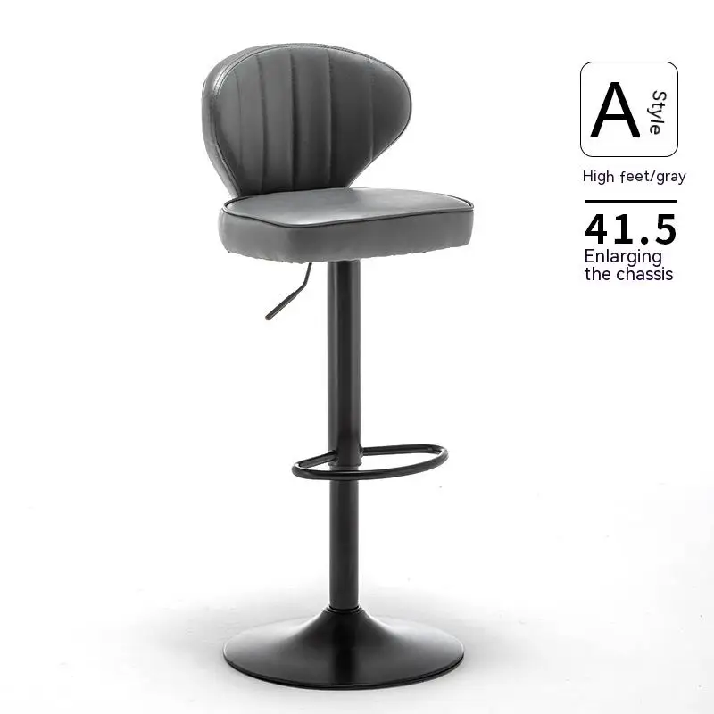 Simple Style Backrest Bar Chair Pu Leather Waterproof Adjustable Height Chair Bar Stools For Kitchen Hotel Bar Home