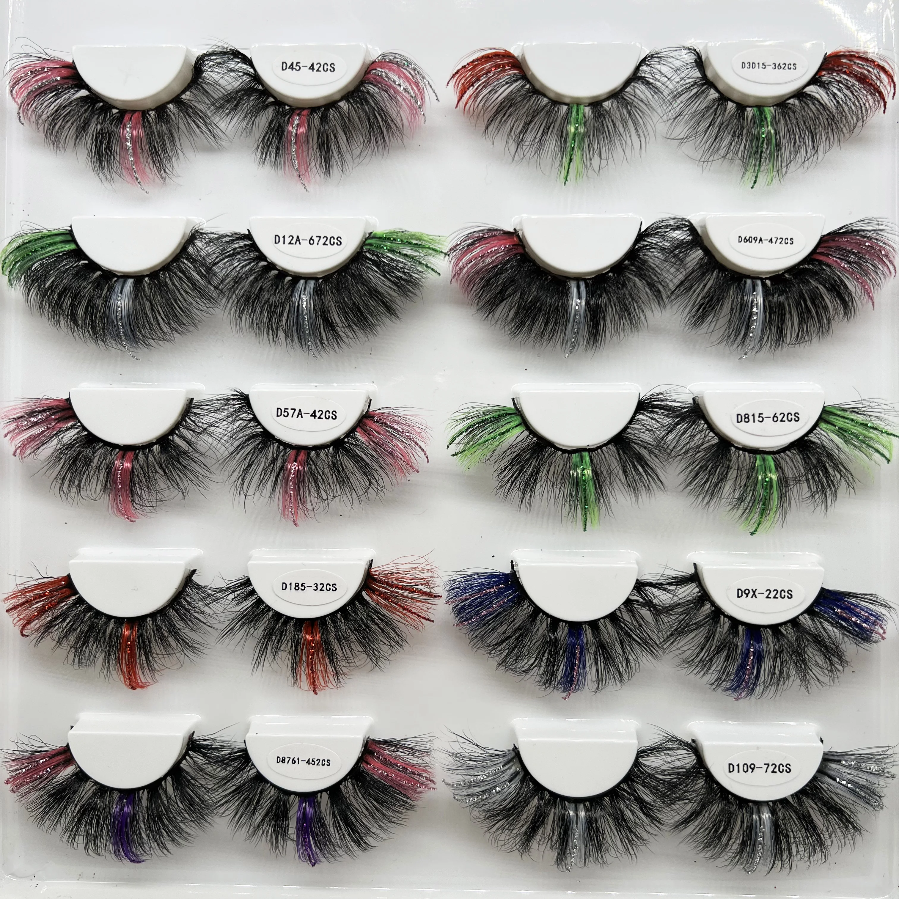 Fluffy Ombre Glitter Color Eyelashes Private Label faux Mink Luxury Blink Color Lashes3d Wholesale Vendor 20mm color lashes