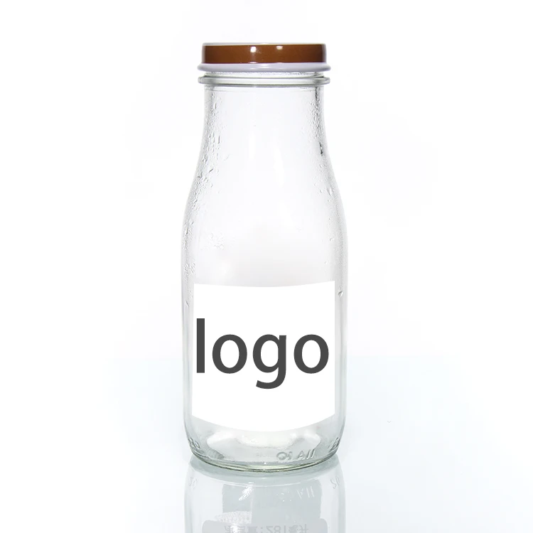 Factory  200ml 250ml 300ml 500ml Round Glass Bottle Baby Milk With Metal Lid For Fresh Cows Milk Yogurt Pudding