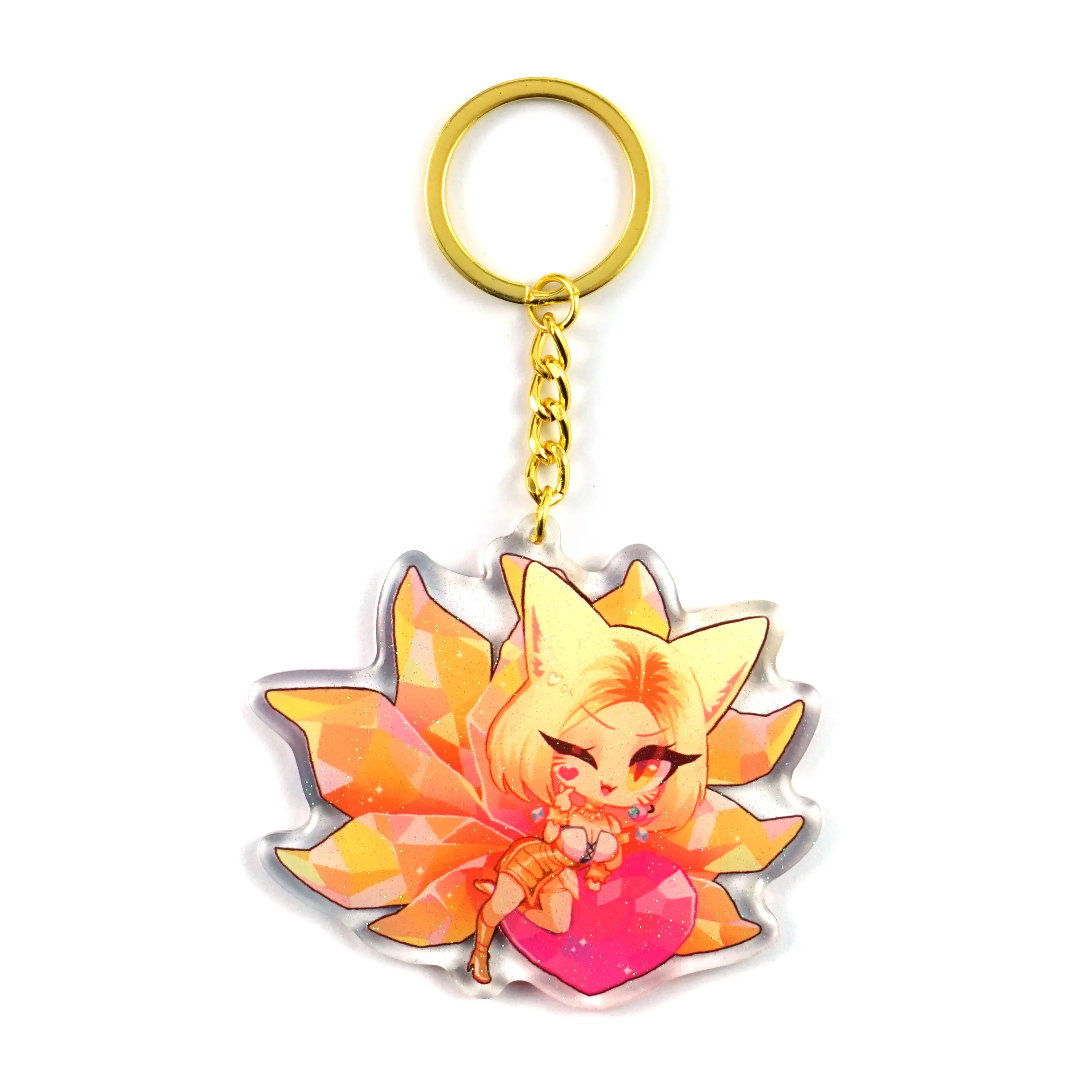 Hign Quality Cheap Printed Cartoon Custom Acrylic Keychain With Glitter