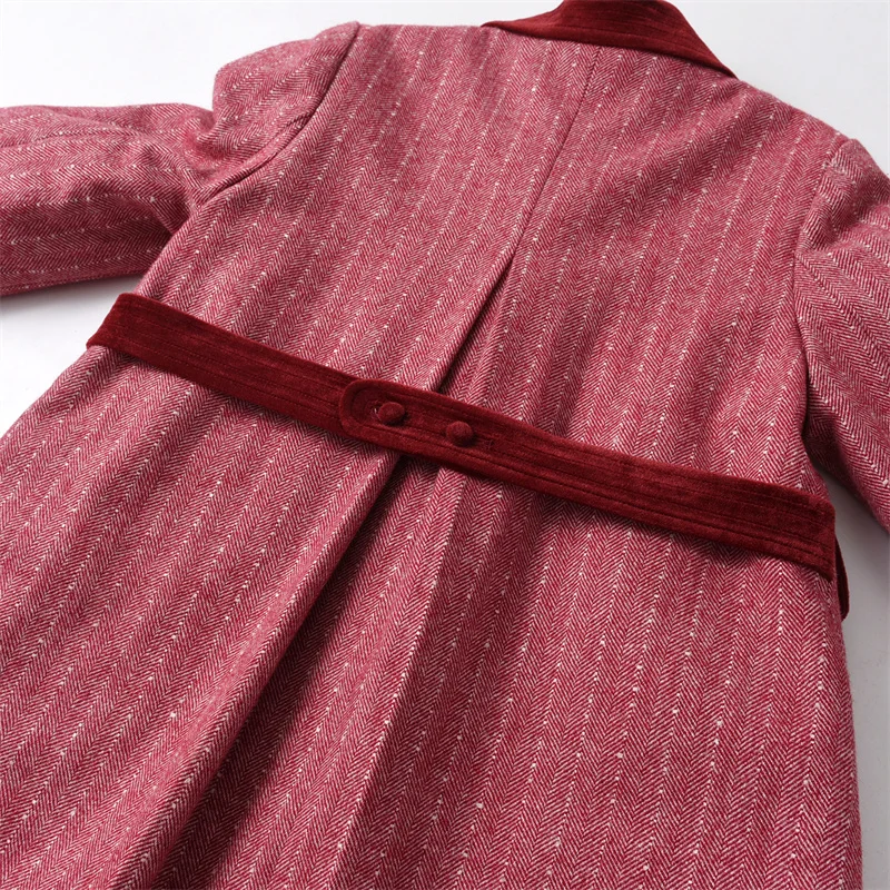 2024 Latest Brand Baby Girls Long Wool Coats Winter Children Pink Thick Blazers Wholesale Toddler Outwear Clothes