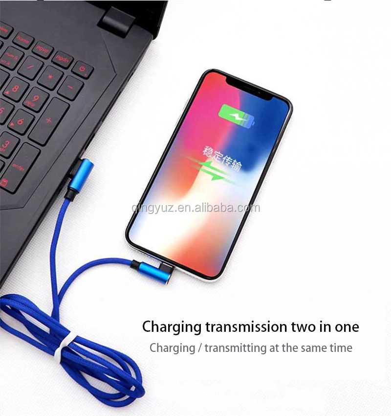  USB-кабель для быстрой зарядки iPhone 11 Pro Max XS XR X 8 7 6 5 iPad текстильный плетеный кабель передачи данных скорость 90 градусов 2 1