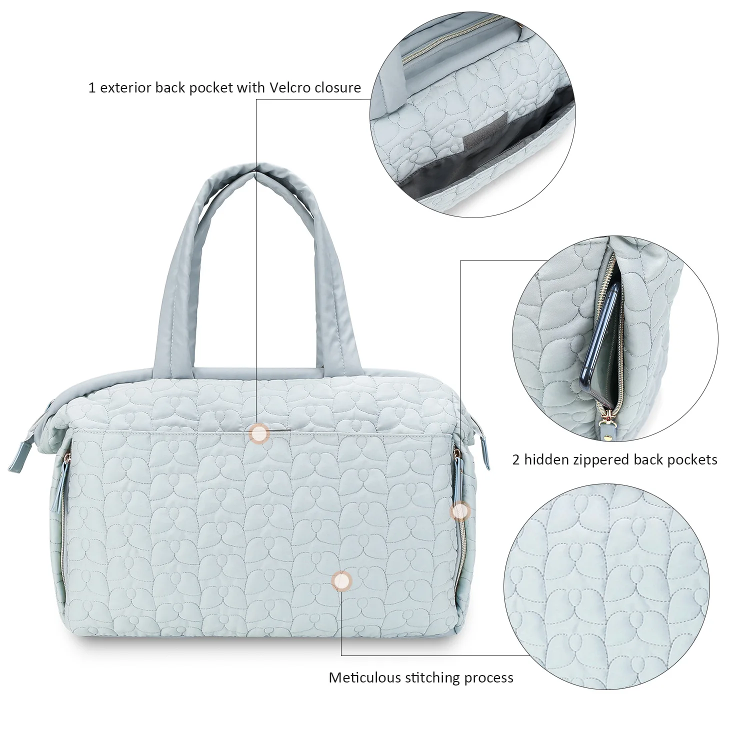 Lequeen Tote Diaper Bag Diaper Bag for Mom with Separated Bottom Compartment and Changing Pad Travel Polyester Baby Care Solid