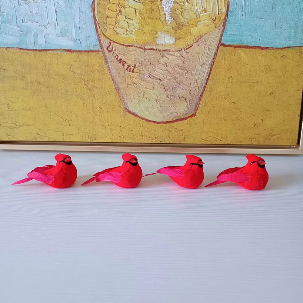 5cm Festive artificial birds red cardinal birds for Christmas decorations and trees flower arrangements BD18083 with Clip