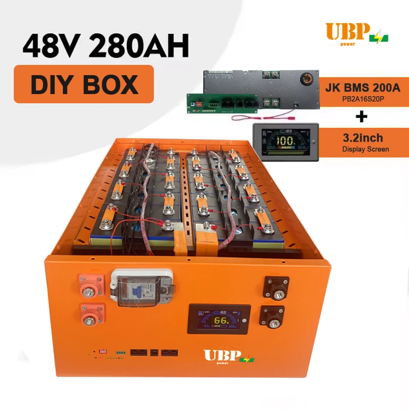 Новый набор аккумуляторов Ubpower OEM пустой Металл JK BMS 16S литий-ионный LiFePo4 200Ah 280Ah 24V 48V DIY