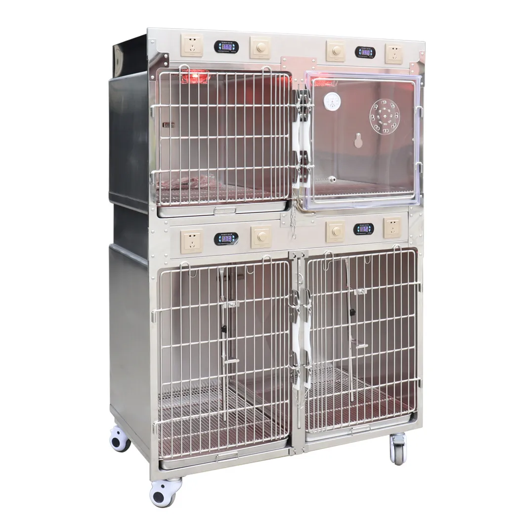 Hospital medical ICU equipment veterinary stainless steel  intensive care clinic cage for dog cat Vet Clinic