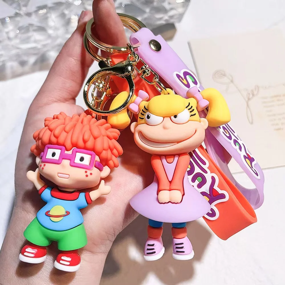 Bag Accessories wholesale pvc rubber 3d cute kawaii cartoon Rugrats keychain for car Deco Backpack pendent