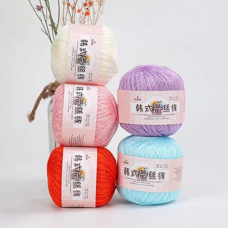 Wholesale Eco Long Colored Yarn Knitting Art Crochet Cotton Hand Knitting Lace Dyed Yarn