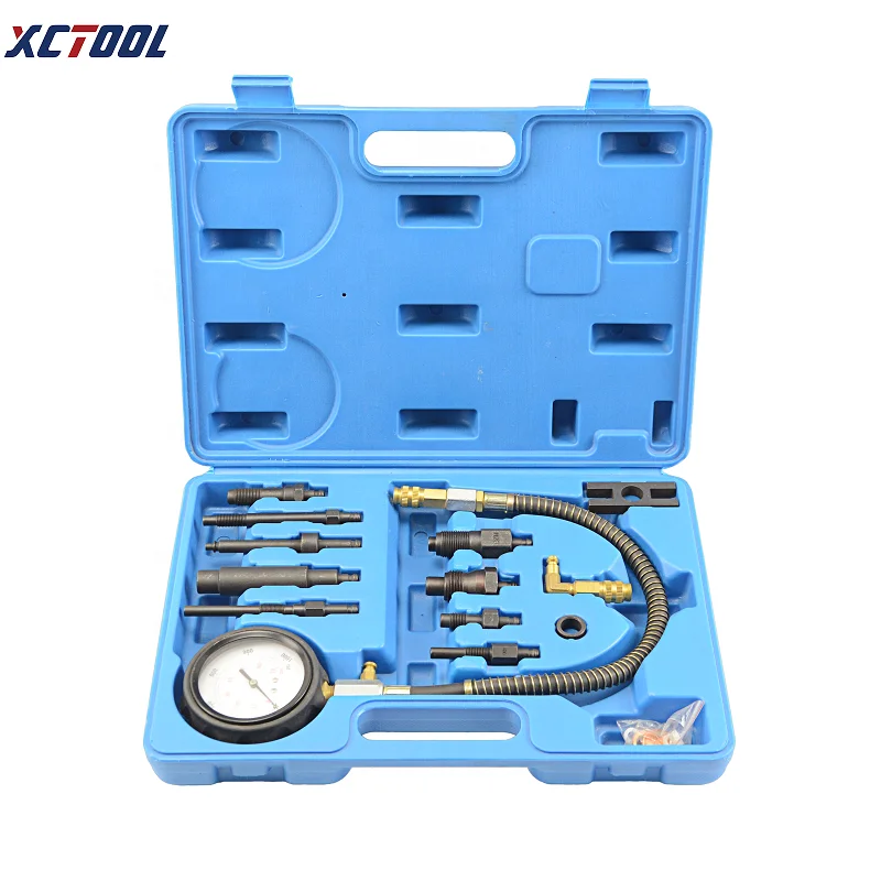 XCTOOL 14pcs Diesel Engine Cylinder Compression Tester Pressure Diagnostic Testing Tool Gauge Set