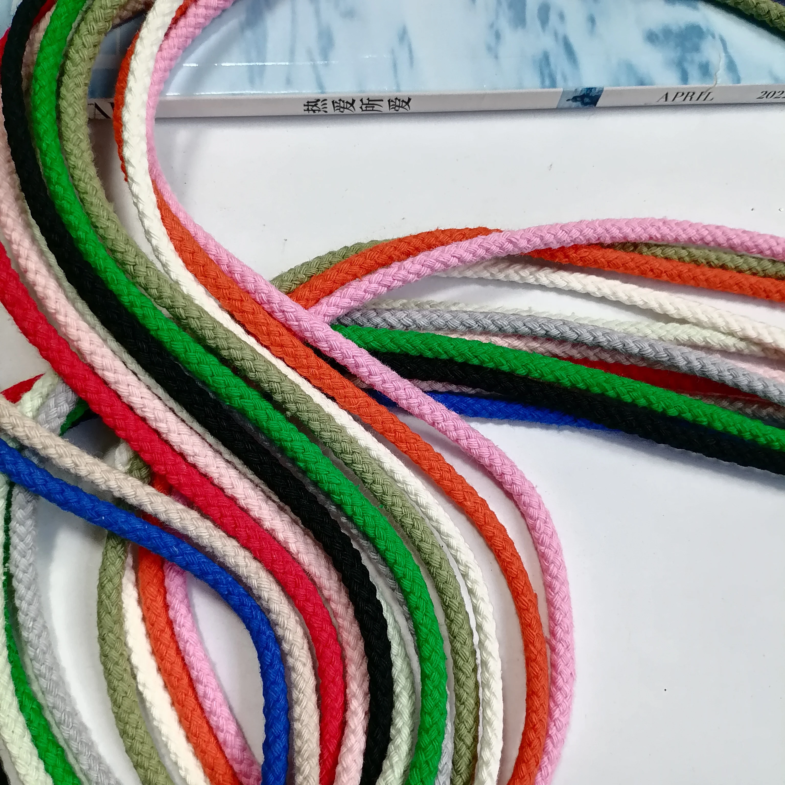 8Strand 100%cotton 4mm Round Braided Cotton Rope Macrame Cord Twisted Rope