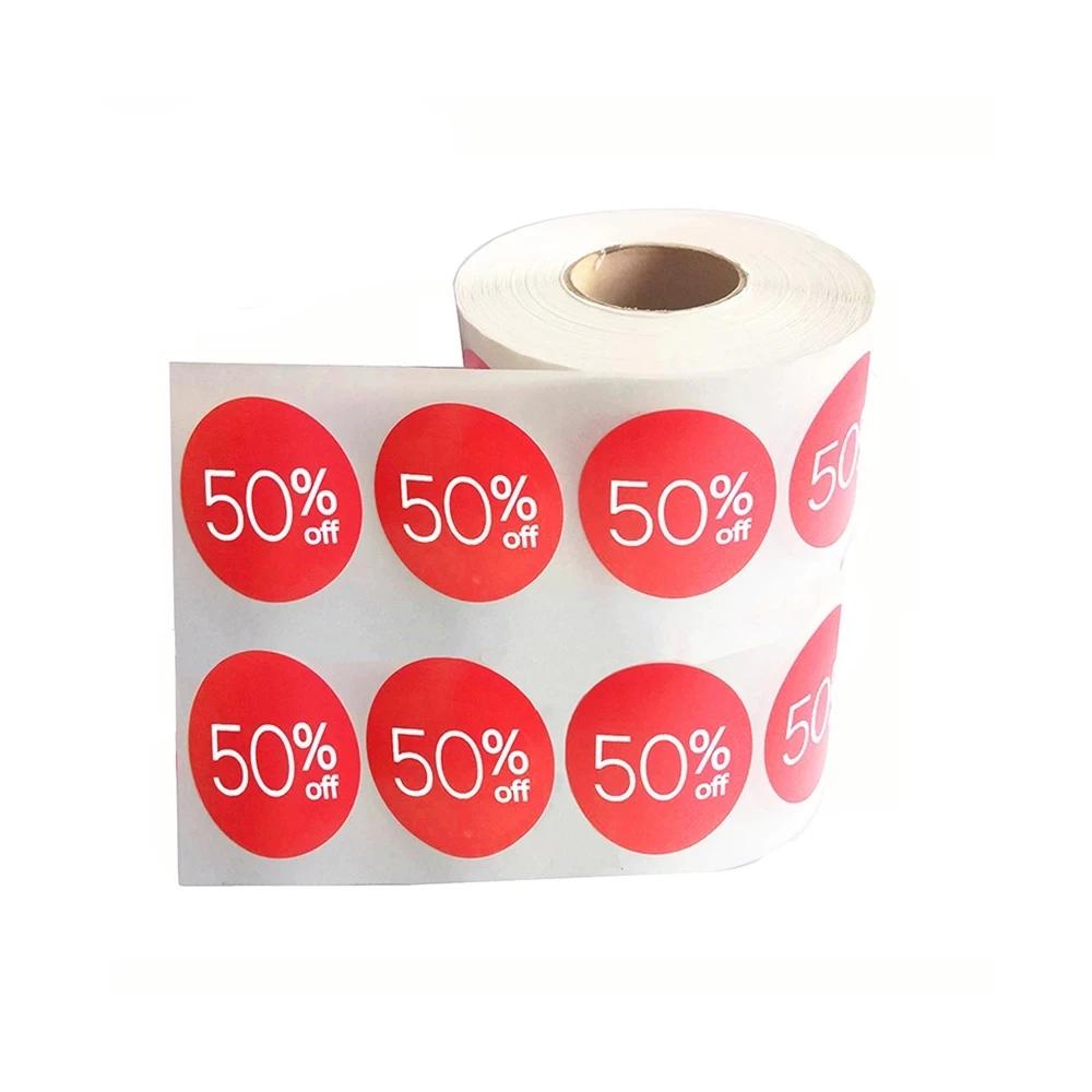 
Half Price Sale Sticker Red With Number 50 Discount Label For Retail Store Tag 