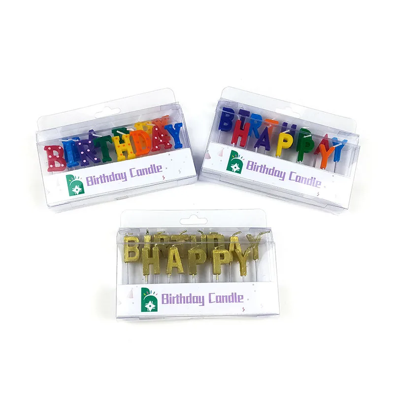 
Custom Happy Birthday candle wholesale colorful Words Smile Pattern Party supplies 