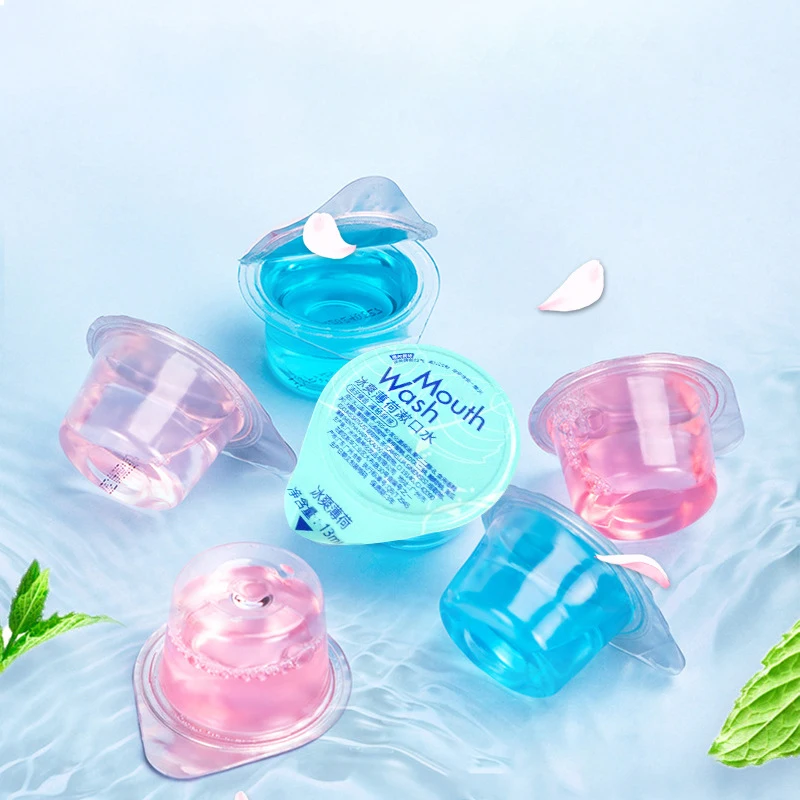 Disposable custom logo oral care freshing breath  mint flavor jelly cup mouth wash