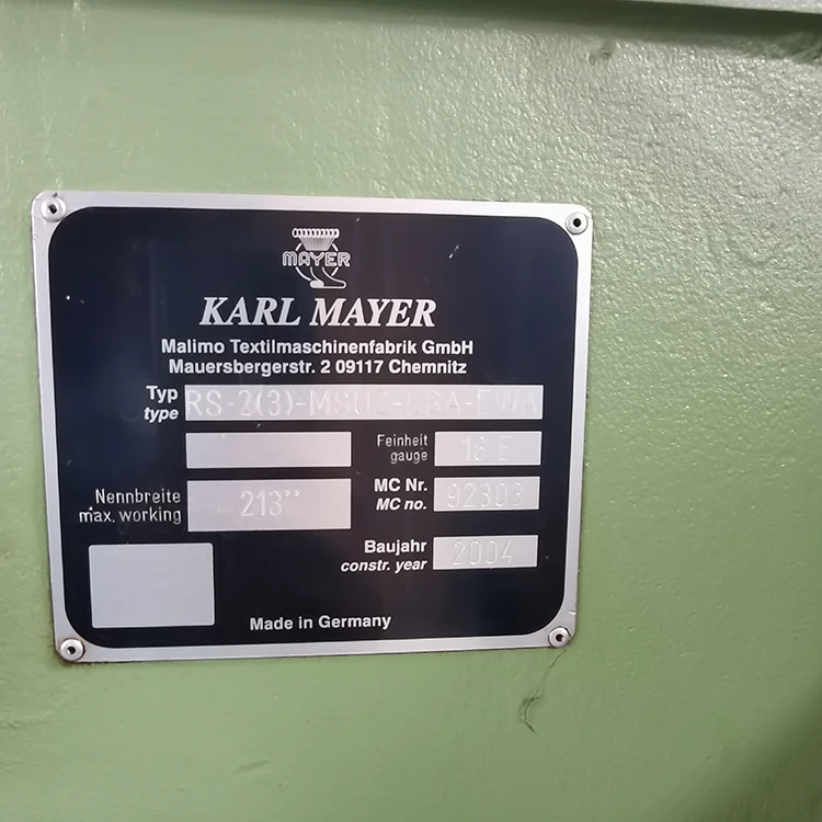 2004 Karl Mayer Warp Knitting Machine 213 inch Second Hand Used Tricot Knitted Machine