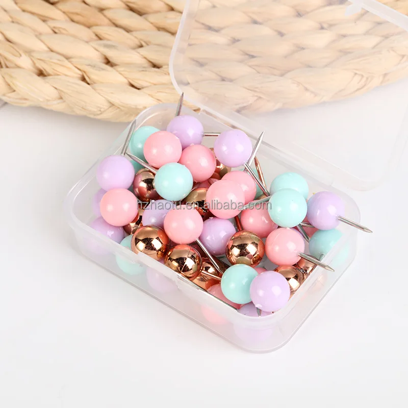 Plastic Metal Bulletin Board Round Head Cute Thumb Tacks Push