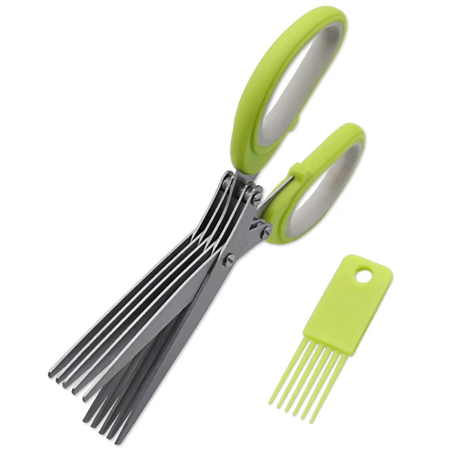 Professional Stainless Steel 5 Blades Kitchen Herb Scissors Shredder Scissors