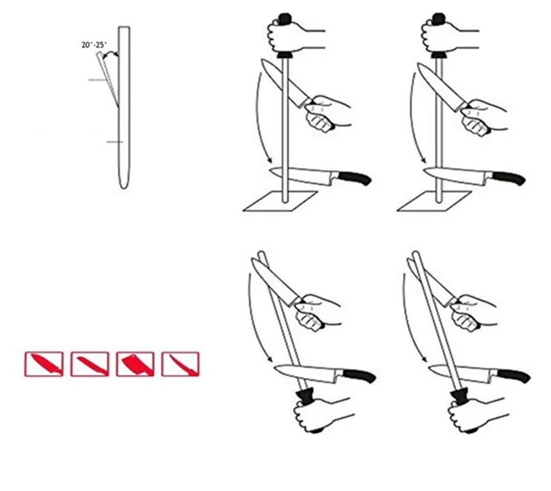 Top Selling High Carbon Steel Manual Honing Stick Steel diamond Knife Blade Sharpener Rod